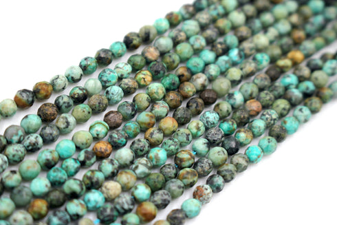6mm faceted african turquoise, approx 66 beads per strand, jewelry making, gemstone beads, green beads, glossy, jewelry making beads,